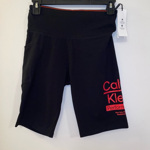 Calvin Klein Womens Performance High Waisted Black Bike Shorts (NEW WITH TAGS) - Picture 1 of 12